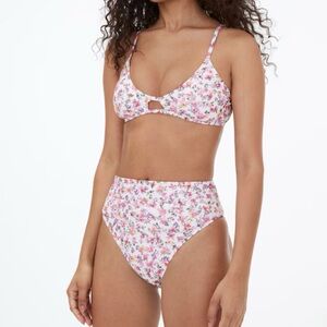 Women’s Aeropostale Ditsy Floral Bikini Cutout High Waisted Scoop Neck Small
